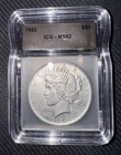 1922 Peace Silver Dollar $1 ICG MS62 Graded Coin Philadelphia Mint
