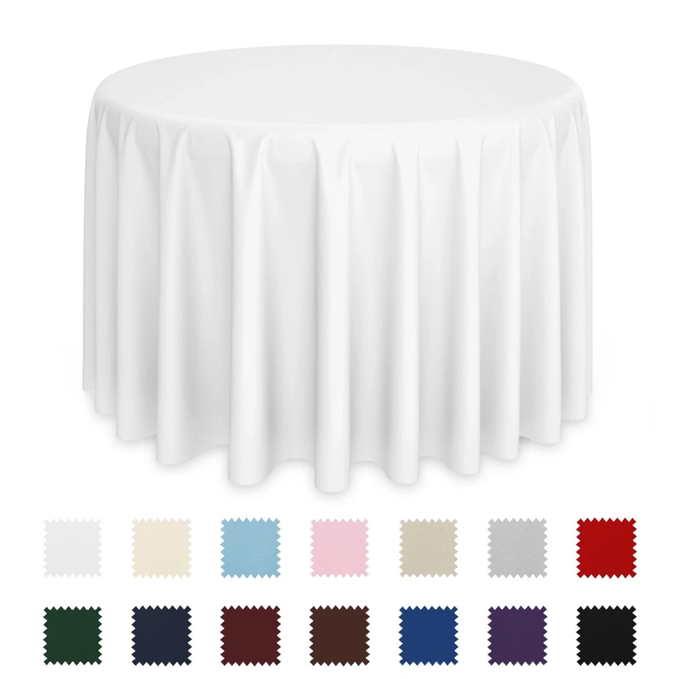 LANN'S LINENS 5 Pack Round Wedding Banquet Polyester Fabric Tablecloths