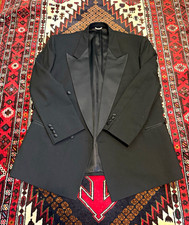 Vintage Christian Dior Monsieur Black Satin Peak Lapel Tuxedo Jacket Size 46R