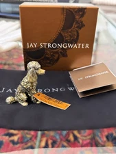 Jay Strongwater Grey/Silver Poodle Dog Figurine Enamel NEW w TAGS & BOX