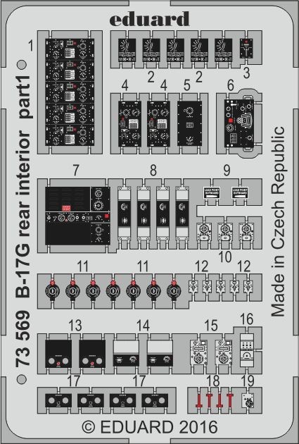 Eduard Accessories 73569 - 1:72 B-17G Rear Interior For Airfix - Edging Kit -