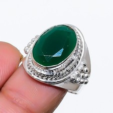 Green Onyx Gemstone 925 Sterling Silver Jewelry All Size Ring For Gift