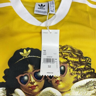 Adidas X Fiorucci Milan Italy Collab Womens T Shirt Yellow Angels