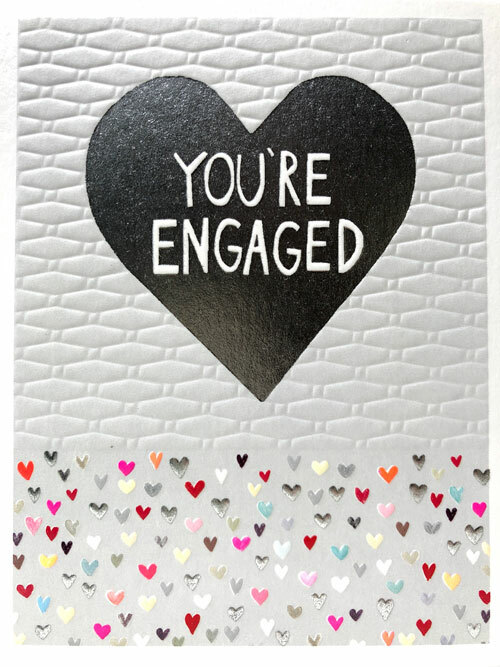 You're Engaged Heart Neon Colours Emboss Foil Blank Greeting Card - Paper Salad