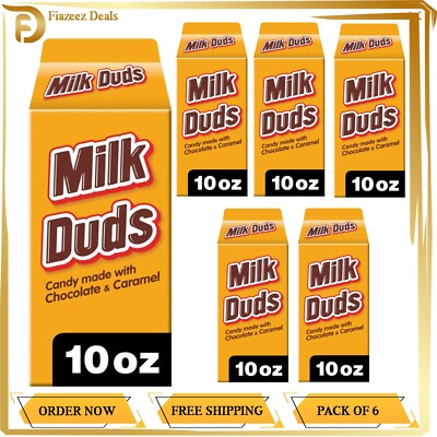 MILK DUDS, Chocolate and Caramel Candy, Movie Snack, 10 oz Pack of 6