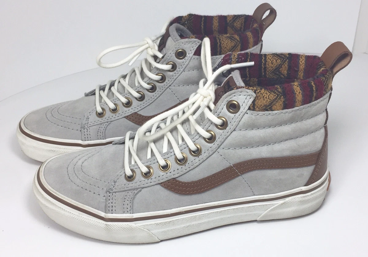 Brown leather top vans mens