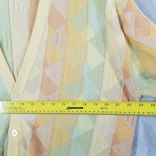 Vtg St. Croix Cardigan Men XL Cotton Pastel Geometric Textured USA Golf Street - Picture 6 of 9