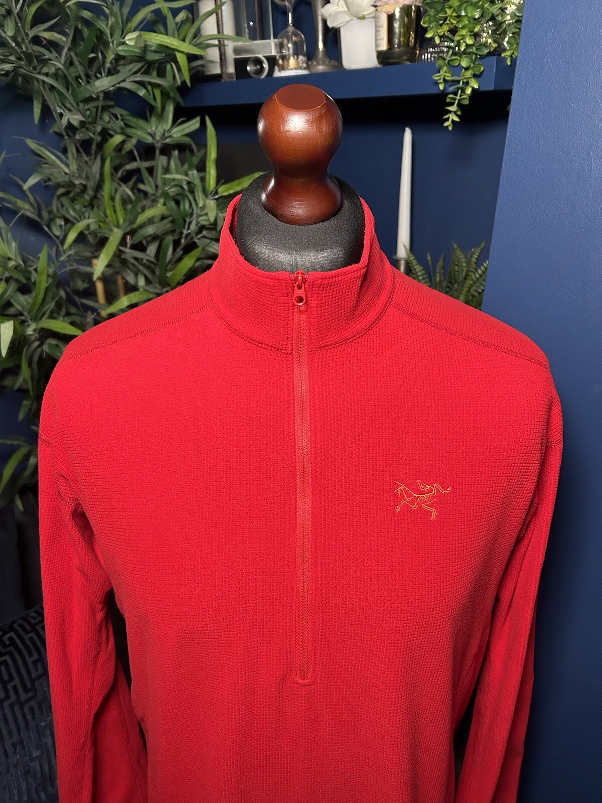 Arcteryx Delta LT Polartec Waffle Knit Fleece Red Mens Large 1/4 Zip Jumper image 2