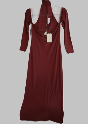 Kaiia Women's Slinky Choker Bodycon Maxi Dress Size 8 Burgundy NWT