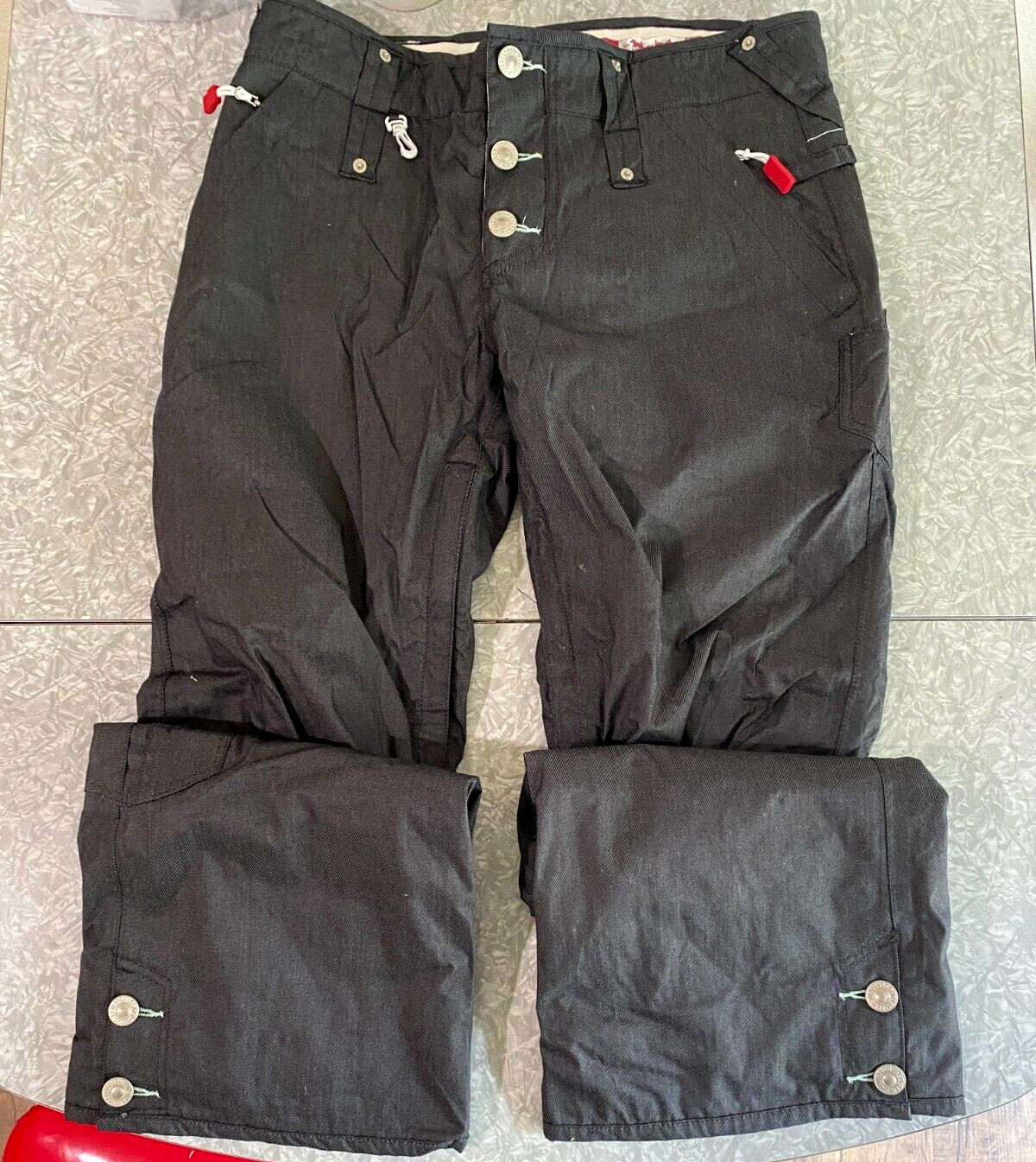 Pantalones de snowboard Levis X 686 Michael Akira West grises para mujer M aislados acampanados Y2K