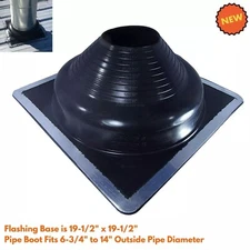 Round Base Pipe Flashing Roof Jack Pipe Boot for OD Pipe Sizes 6-3/4" - 14" NEW
