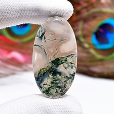 Natural Moss Agate Oval Shape Cabochon Loose Gemstone 35 Ct. 39X21X5 mm CG-150