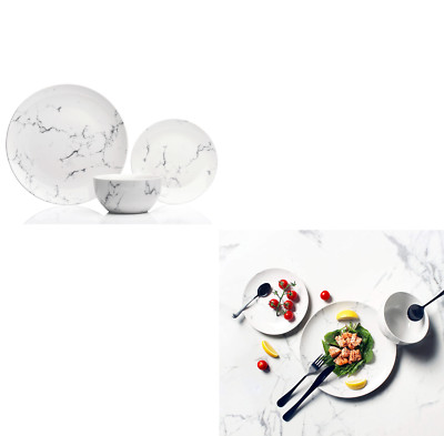 HOT Porcelain Marble Effect Dinner Plates Porcelain Marble Effect