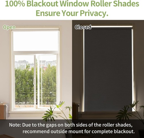 100% Verdunkelungsrollo - Thermo UV Sichtschutz, 34x72" Grau für Zuhause/Büro - Bild 7 von 8