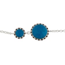 925 Sterling Silver Turquoise Gemstone Chain Bracelets With White Zircon