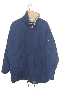 Vintage Mighty Mac Compass Map Design Men's XL Blue Zip Up Jacket 