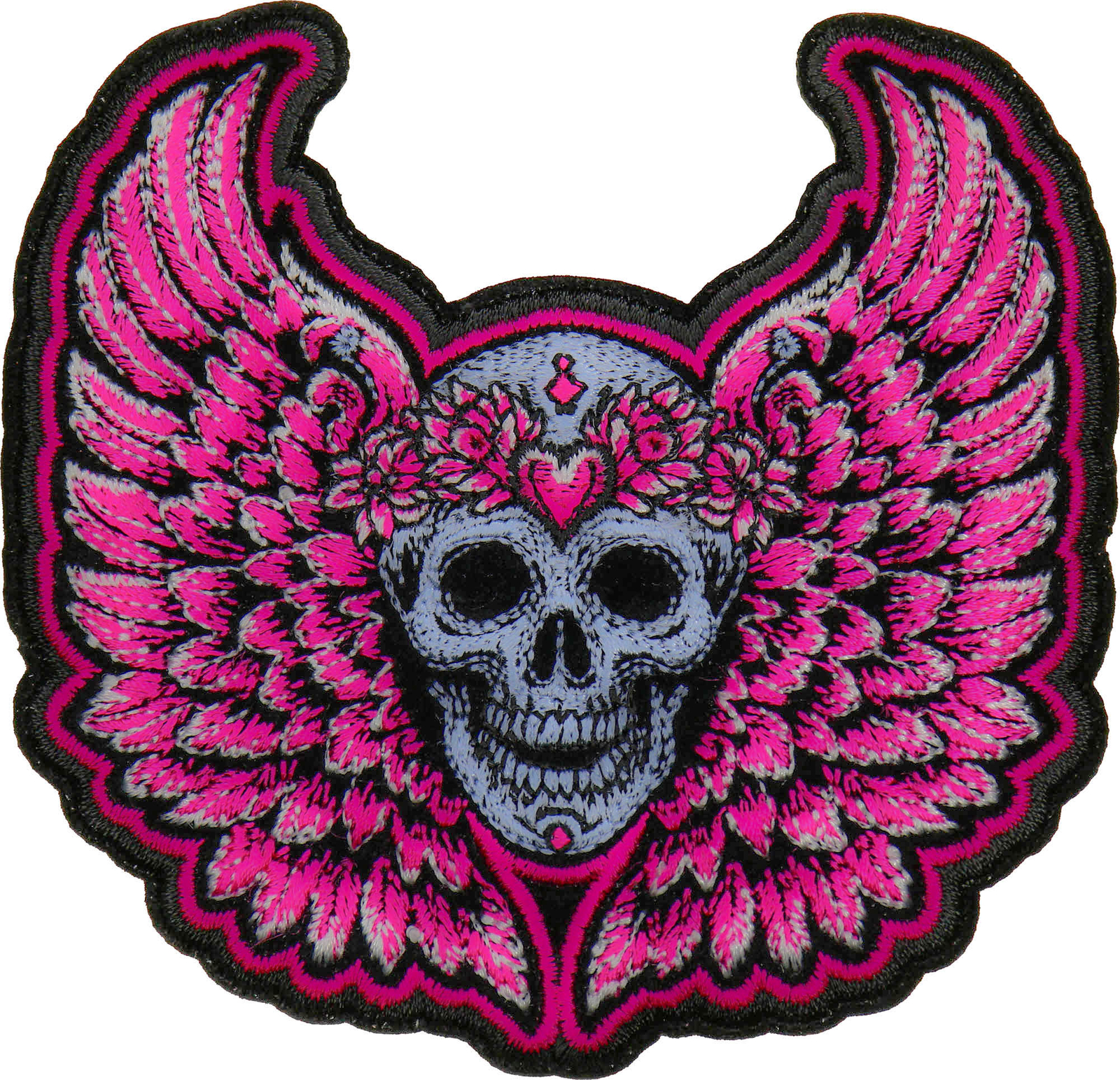 Pink Angel Wings Skull Patch- 4x4 inch - P7785