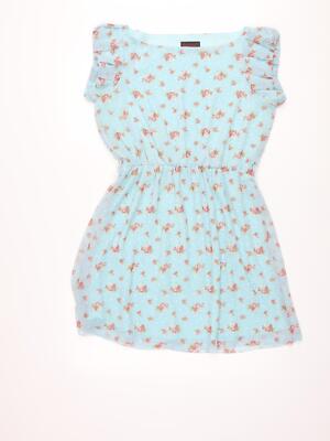 Ruby Rocks Damen blau Blumenmuster Polyestermischung A-Linie Größe 14 U-Boot-Ausschnitt