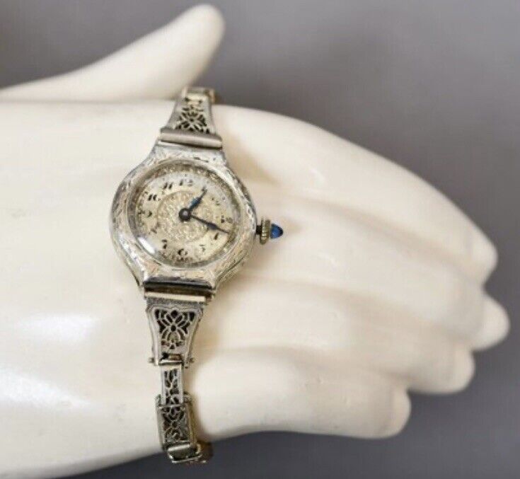 14k Gold Watch With Sapphire Crown Liberty Watch W.C Co. Very Vintage Art Deco