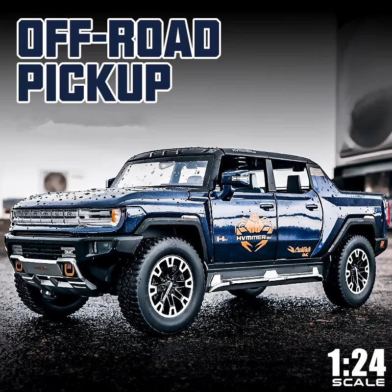 1:24 HUMMER EV Pickup Aleación Nueva Energía Modelo de Coche Diecast Metal Vehículos Todoterreno Foto 3 de 4