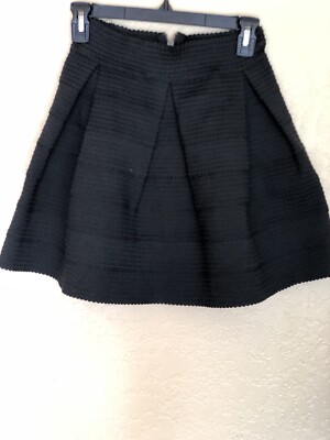 Devlin AMSALE Textured A-Line Skirt Womens XS Black Stretch Mini Skirt NWOT