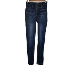 Refuge Women's 4 Dark Wash Button Fly Skinny Jeans