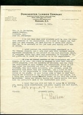 1931 DORCHESTER LUMBER CO BADHAM SC  V C BADHAM SIGNED LETTER 