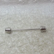 Silver Tone Mens Collar Bar Pin Flat Layered Ball End Simple Classic