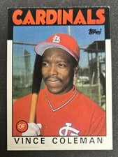 1986 Topps Vince Coleman Baseball Rookie Card (RC) #370 Cardinals OF VG O/C. rookie card picture