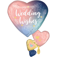 Wedding Wishes Herzen Folienballon Hochzeit Trauung Heliumballon 76Cm 30 Inch