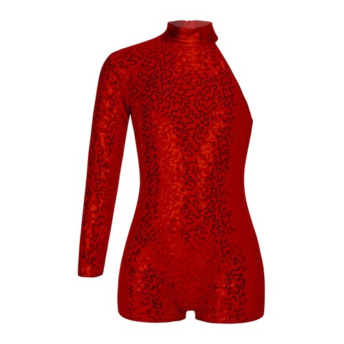 Mädchen Glitzer Pailletten Stehkragen Ballett Tanz Turnanzug Gymnastik Unitard Biketard - Bild 30 von 53