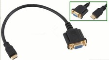 1080P Mini HDMI Male To VGA Female HDTV Converter Adapter Cable 30cm 1ft