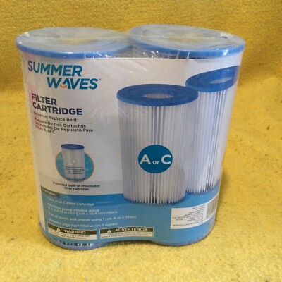 Summer Waves Polygroup Pool Filter Cartridge Replacement Size Type A or C 2 Pack