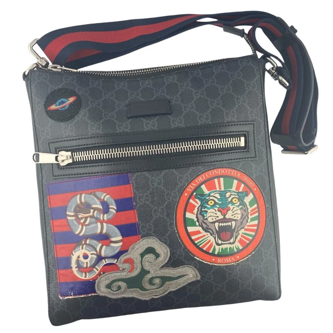 Sac à bandoulière GUCCI GG Supreme Courier Bag noir rare
