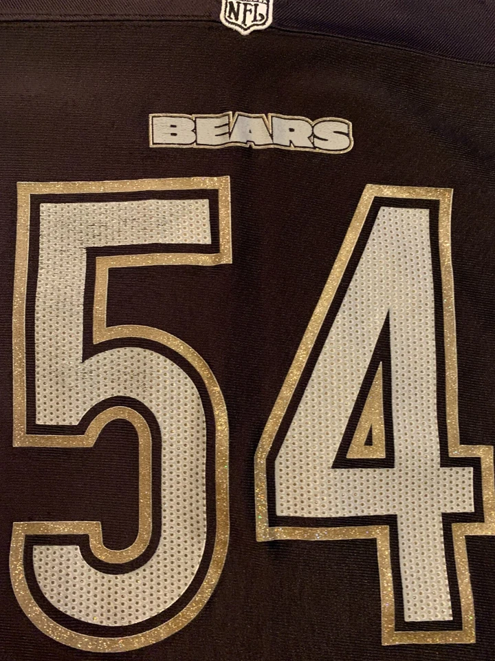 Camiseta Feminina Brian Urlacher Chicago Bears Reebok Tamanho XL Vintage Ouro Preto - Imagem 4 de 4