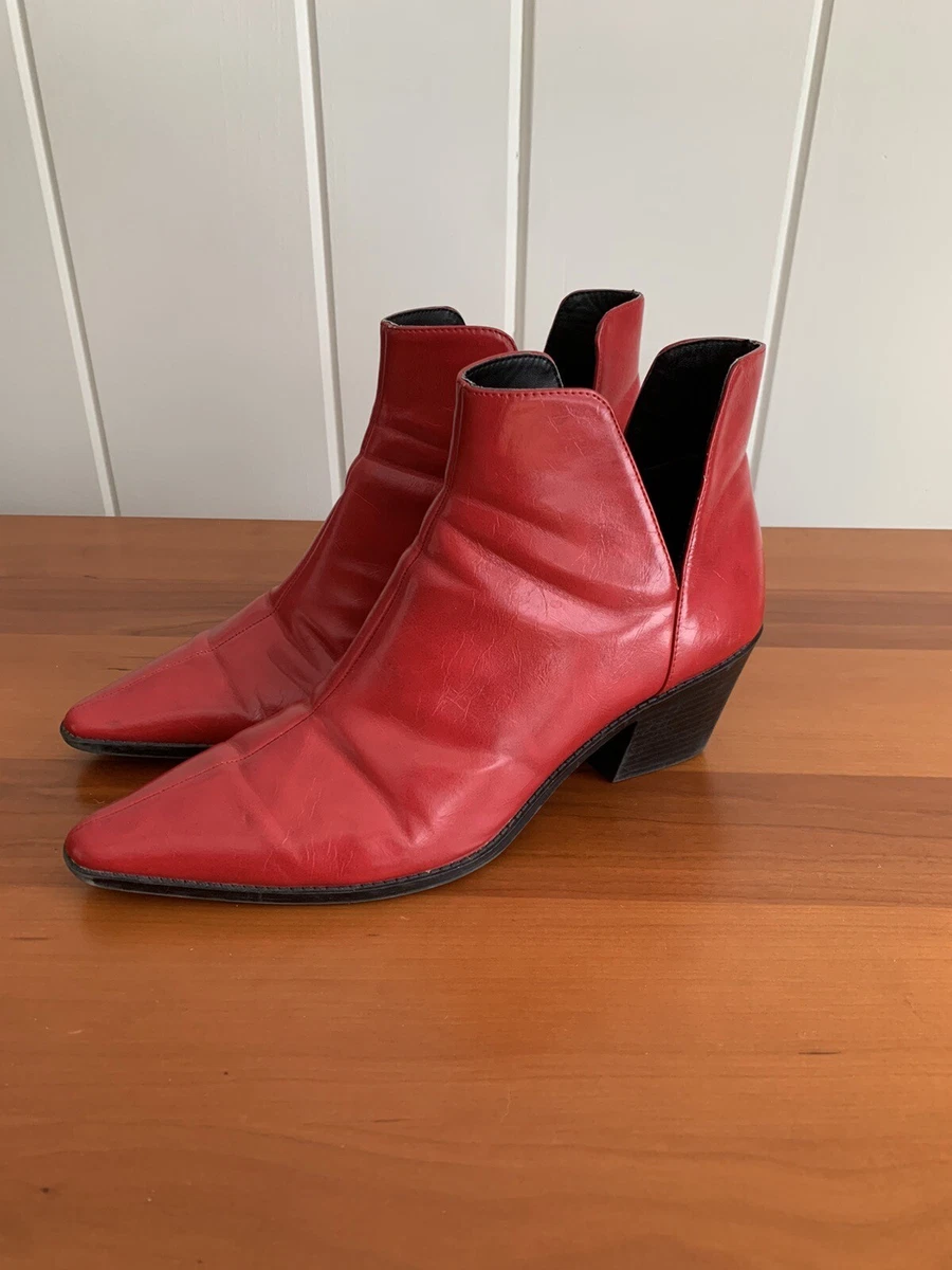 Zara red leather boots sale
