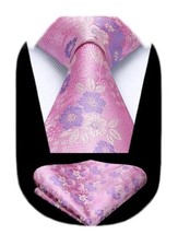 Extra Long Ties for Men Classic Floral Tie XL,63 inches length B6-pink  Blue