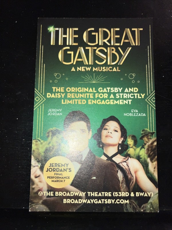 The Great Gatsby starring Jeremy Jordan mini ad/flyer Broadway Musical Eva Noble
