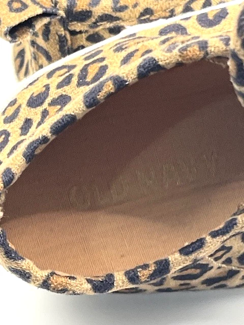 Zapatos de bebé Mary Jane antiguos azul marino con estampado de leopardo con detalles de moño talla 0-3 meses Foto 3 de 4