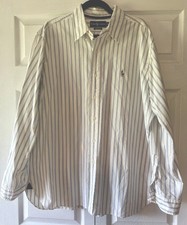 Ralph Lauren Polo Button Down Long Sleeve Shirt White Blue Stripe Men s Size XL