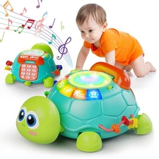 Baby Toys 6 to 12 Months, Tummy Time Toy for 12-18 Months, Musical Turtle Cra...