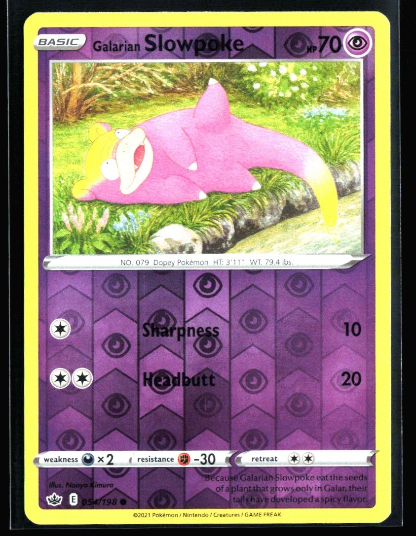 2021 Sword & Shield - Battle Styles Galarian Slowpoke #54 Reverse Holo Pokemon