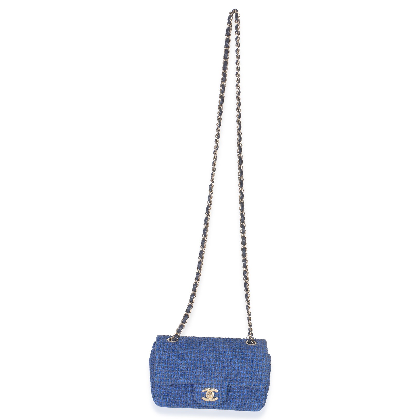 Chanel Electric Blue Tweed Mini Rectangular Flap … - image 6
