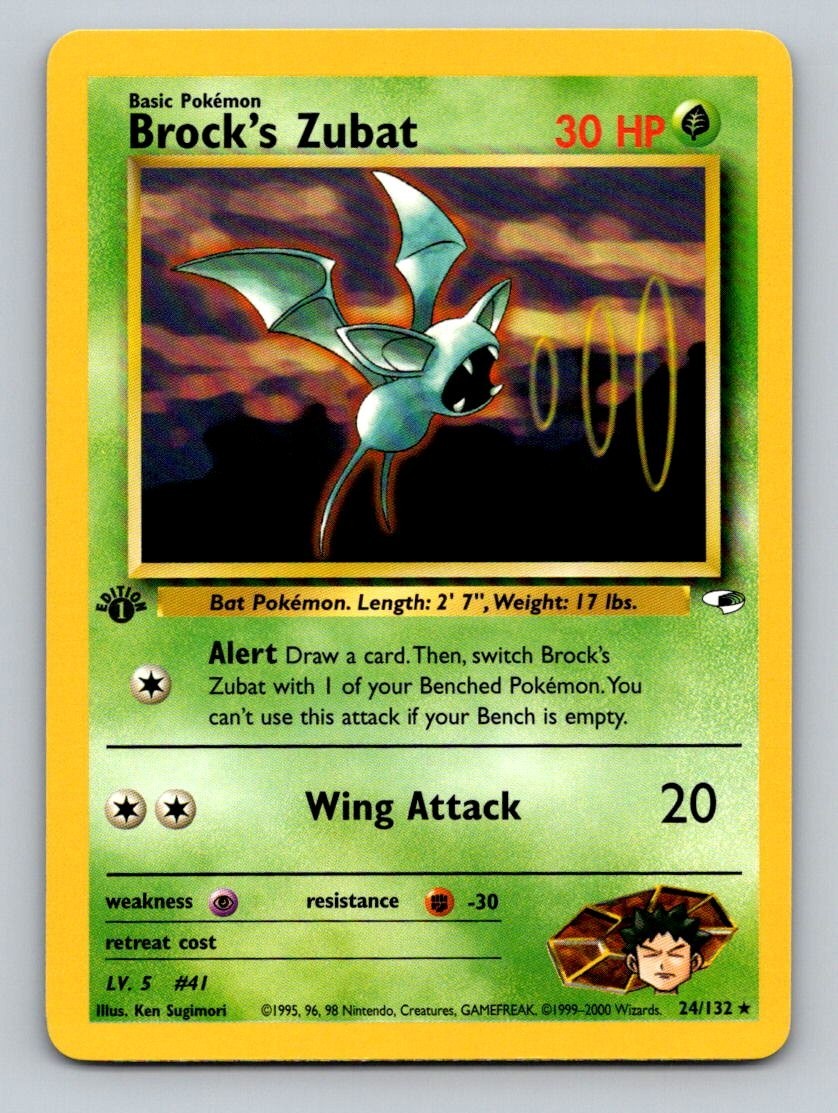 Brock's Zubat (24) Rare Gym Heroes 024/132 1st Edition Vintage WotC NM