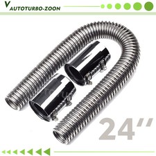 24 Flexible Upper Lower Radiator Hose Stainless Steel W Chrome Caps V8 Kit