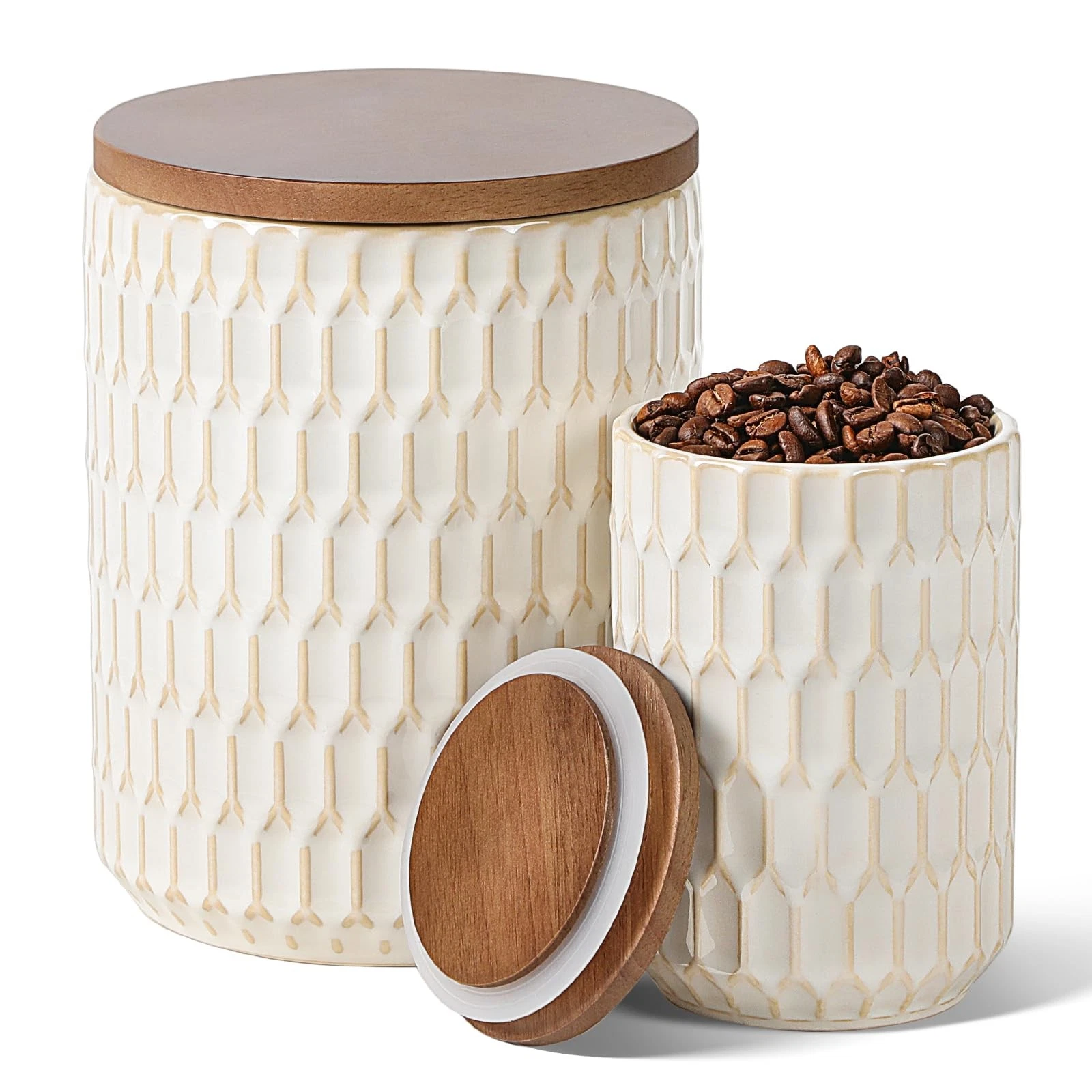 Ceramic Canisters Sets for the Kitchen, Flour Sugar Storage Containers, Diamo...
