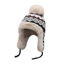 Women Winter Beanie Hat Thick Fleece Lined Warm Earflap Trapper One Size Black