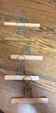 Vintage Lot of 5 Wooden Clamp Hangers for Suit Pants Slacks Trousers
