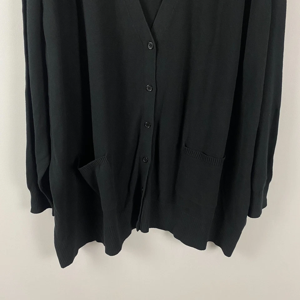Женщина внутри кардиган свитер размер 4 X черный хлопок кнопка передние карманы - Изображение 3 из 4