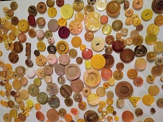 Vintage BAKELITE Lucite Buttons Mustard Yellow Apple Huge Lot Button
